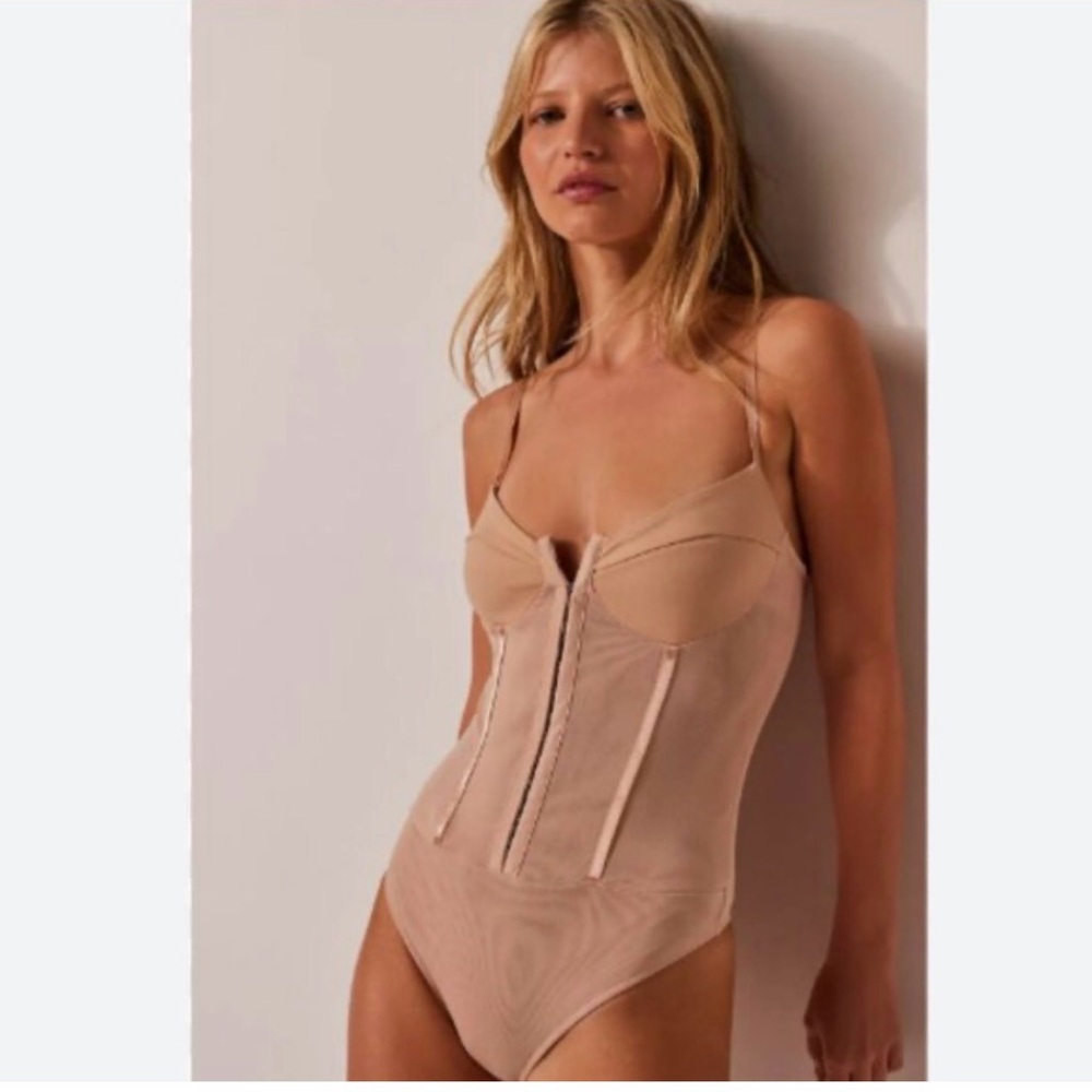 Free People Night Rhythm Corset Bodysuit.